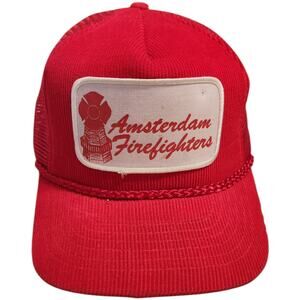Red Corduroy Amsterdam Firefighters Snapback Hat Cap Designer Award‎ Headwear